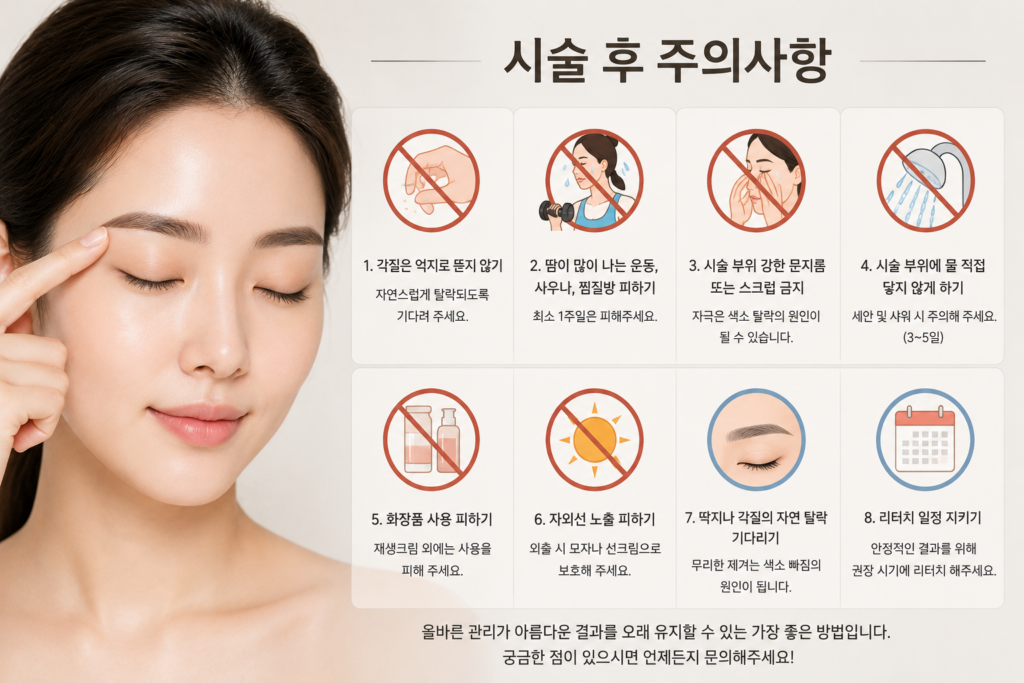 반영구화장 유지기간 관련 눈썹문신후 헤서는 안된는 행동 (1)
